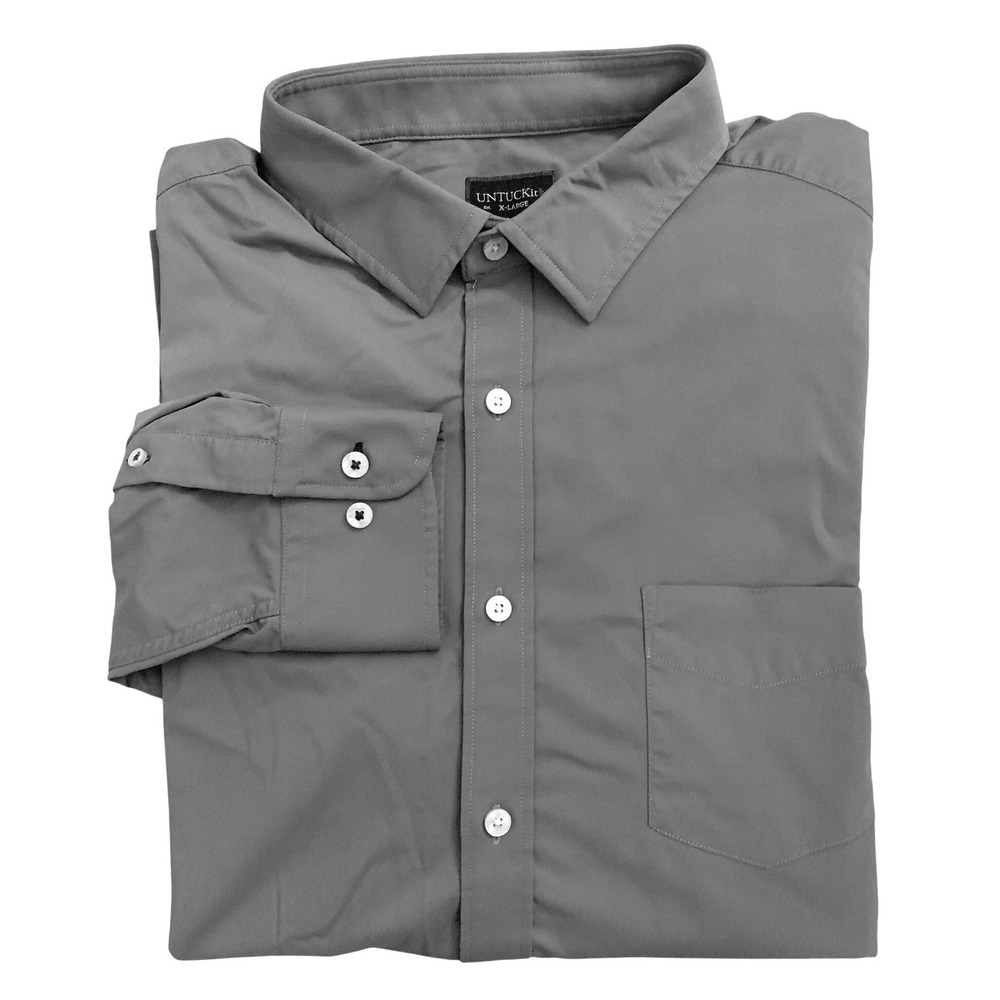 UNTUCKit Shirt Mens XL Gray Long Sleeve Button Down Performance‎ Fabric